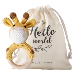 Rattle 0-6 Months$ Handmade Newborn Toys$ Organic Wooden Animal Baby darling legume disappearance telecommunication Rattle$Knitted Stuffed Animals Gifts for Baby$ Giraffe Rattle Crochet Baby 