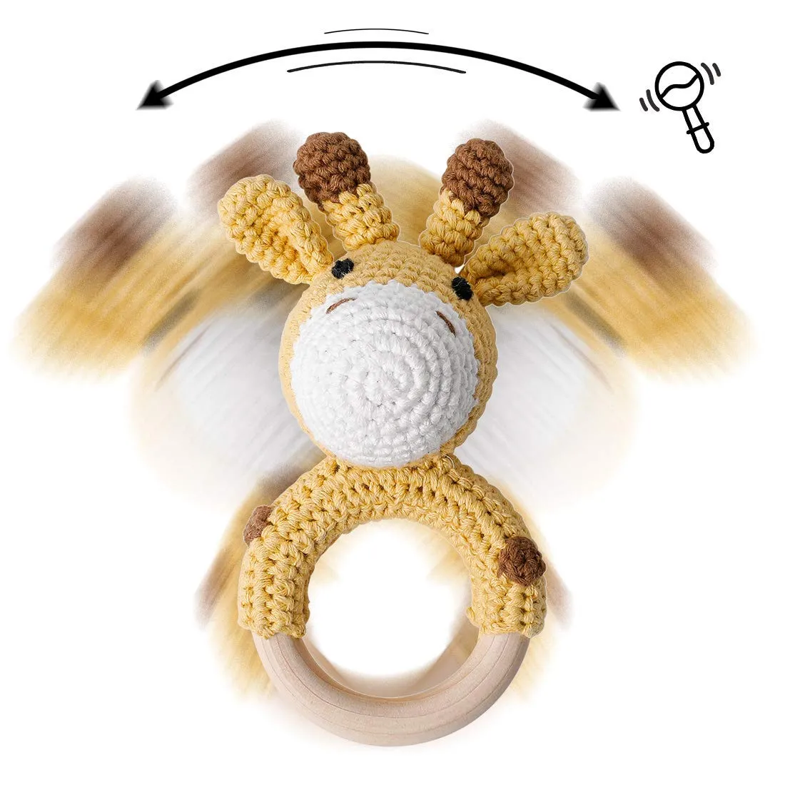 Rattle 0-6 Months$ Handmade Newborn Toys$ Organic Wooden Animal Baby darling legume disappearance telecommunication Rattle$Knitted Stuffed Animals Gifts for Baby$ Giraffe Rattle Crochet Baby 