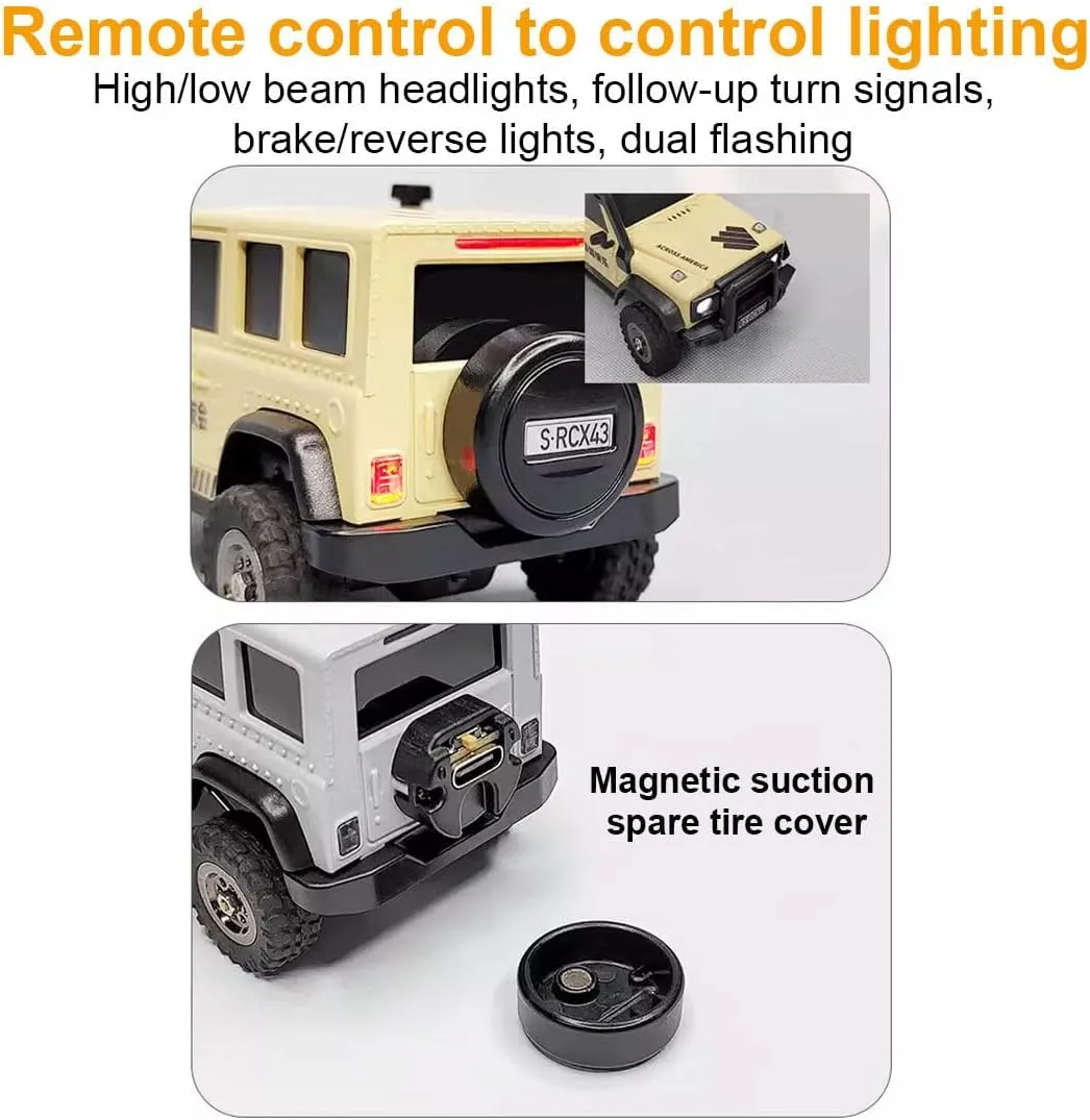 RC All Terrains Off Road Electric RC Rock Crawler Vehicle Gifts for Adults accede bald centigrade RTR Version, Grey X43 Remote Control Car, 2.4G RC Electric Mini Climbing Vehicle RWD 1/43 RC Truck Buggy Toy, 