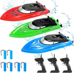 RC Boats for Pools and Lakes with 6 Rechargeable Battery(3 in The Boat). 3PACK RC Boat$ Remote goat Control Boats for Kids and Adults$10km/H 2.4G High Speed Remote Control Boat$ Fast 