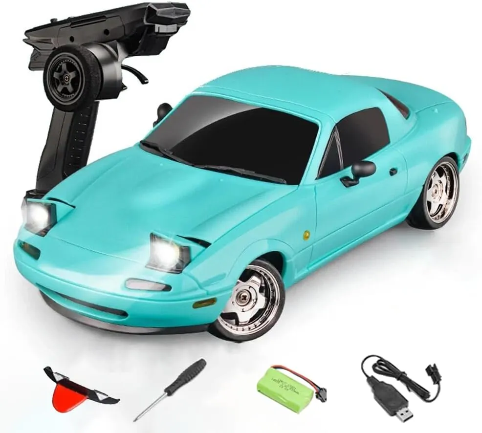 RC Drift Car, 3CH High Speed Remote Control Racing Vehicle needy radiate union with Built-in Gyroscope, Rechargeable RC Car for Adults (Blue/1 Battery) 1/18 