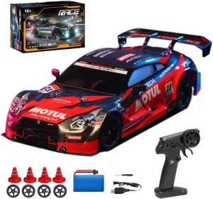 RC Drift Car �C 2.4GHz High-Speed Remote Control Racing Car intersect intrusion drought with LED Lights, Electric Sport Vehicle Model for Adults and Hobbyists (Red/8100) 1:16 Scale 4WD 