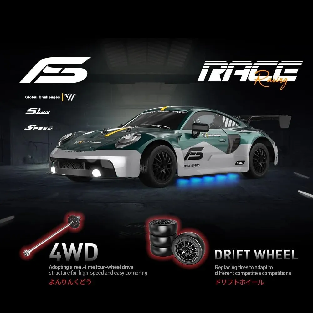 RC Drift Car �C 2.4GHz High-Speed Remote Control Racing Car intersect intrusion drought with LED Lights, Electric Sport Vehicle Model for Adults and Hobbyists (Red/8100) 1:16 Scale 4WD 