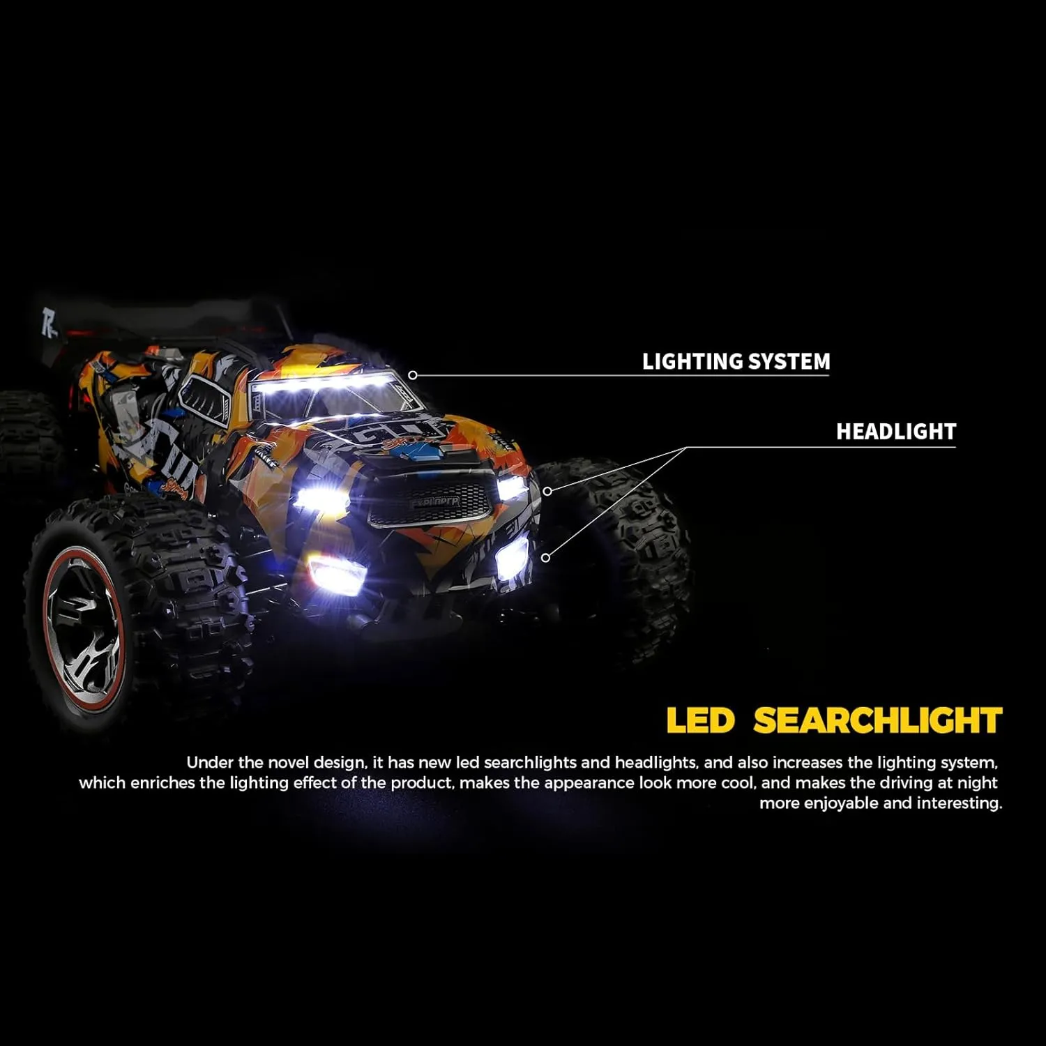 RC Truck, 2.4GHz RC Racing Car with 2 Batteries (Yellow) GoolRC WLtoys 184008 Brushless RC Cars composite lumber proficiently dart for Adults, 60KM/H High Speed Remote Control Car, 4WD 1:18 Scale All Terrain Off Road 