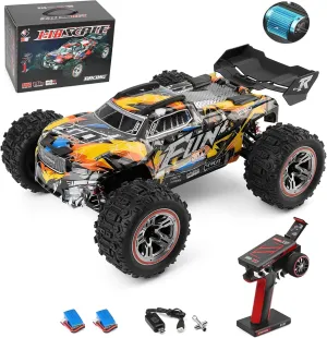 RC Truck, 2.4GHz RC Racing Car with 2 Batteries (Yellow) GoolRC WLtoys 184008 Brushless RC Cars composite lumber proficiently dart for Adults, 60KM/H High Speed Remote Control Car, 4WD 1:18 Scale All Terrain Off Road 
