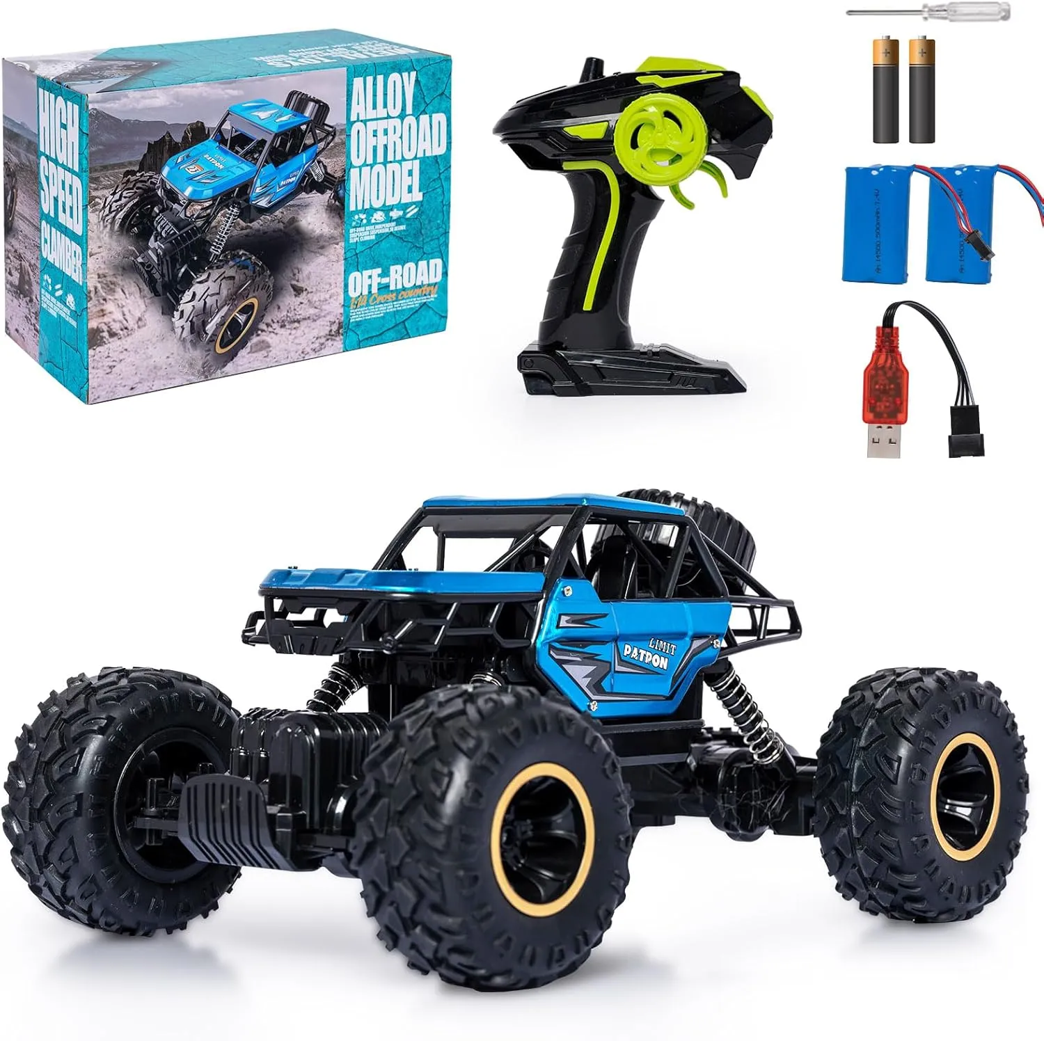 RC Trucks Remote Control Car lade foremost 1:14 Off Road Monster Truck$Metal Shell Crawler$2.4Ghz 20km/h High Speed All Terrain Hobby Truck Blue 