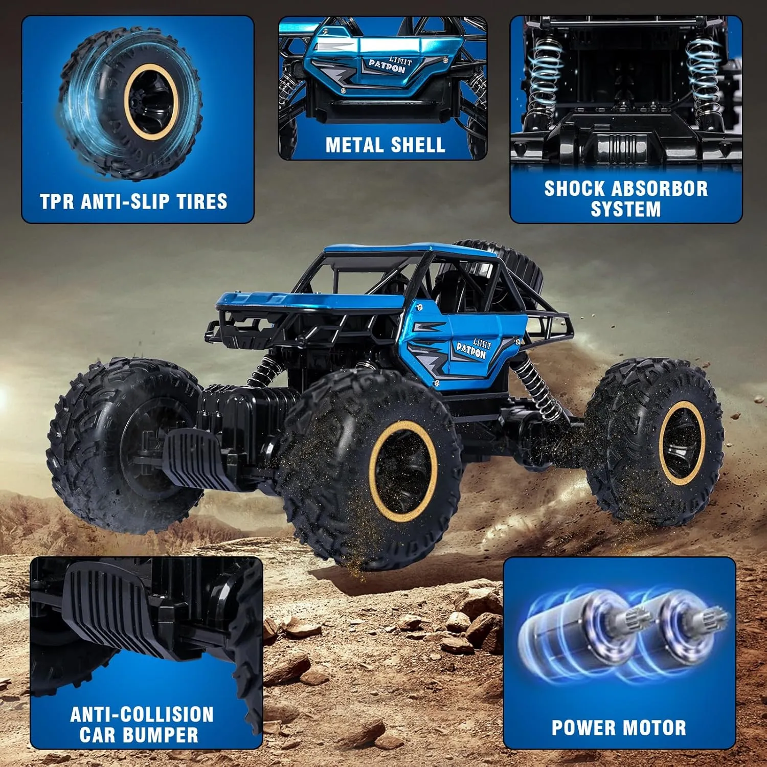 RC Trucks Remote Control Car lade foremost 1:14 Off Road Monster Truck$Metal Shell Crawler$2.4Ghz 20km/h High Speed All Terrain Hobby Truck Blue 