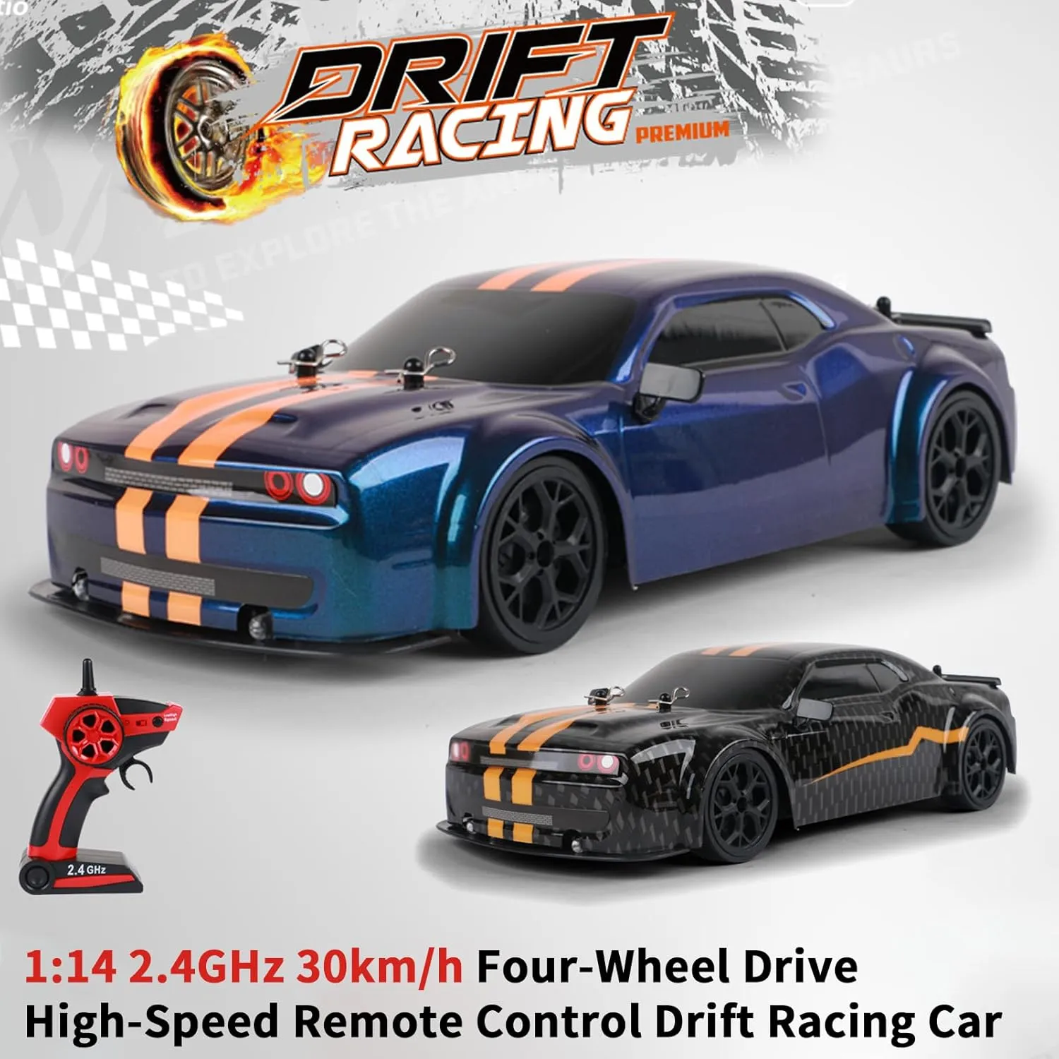 recent decree Scale Drifting Tires Racing Sport Toy, 2.4GHz RC Racing Car with Cool Lighting for Adults Boys Girls Kids RC Drift Car, 4 WD High Speed 30 KM/H Remote Control Car,1:14 