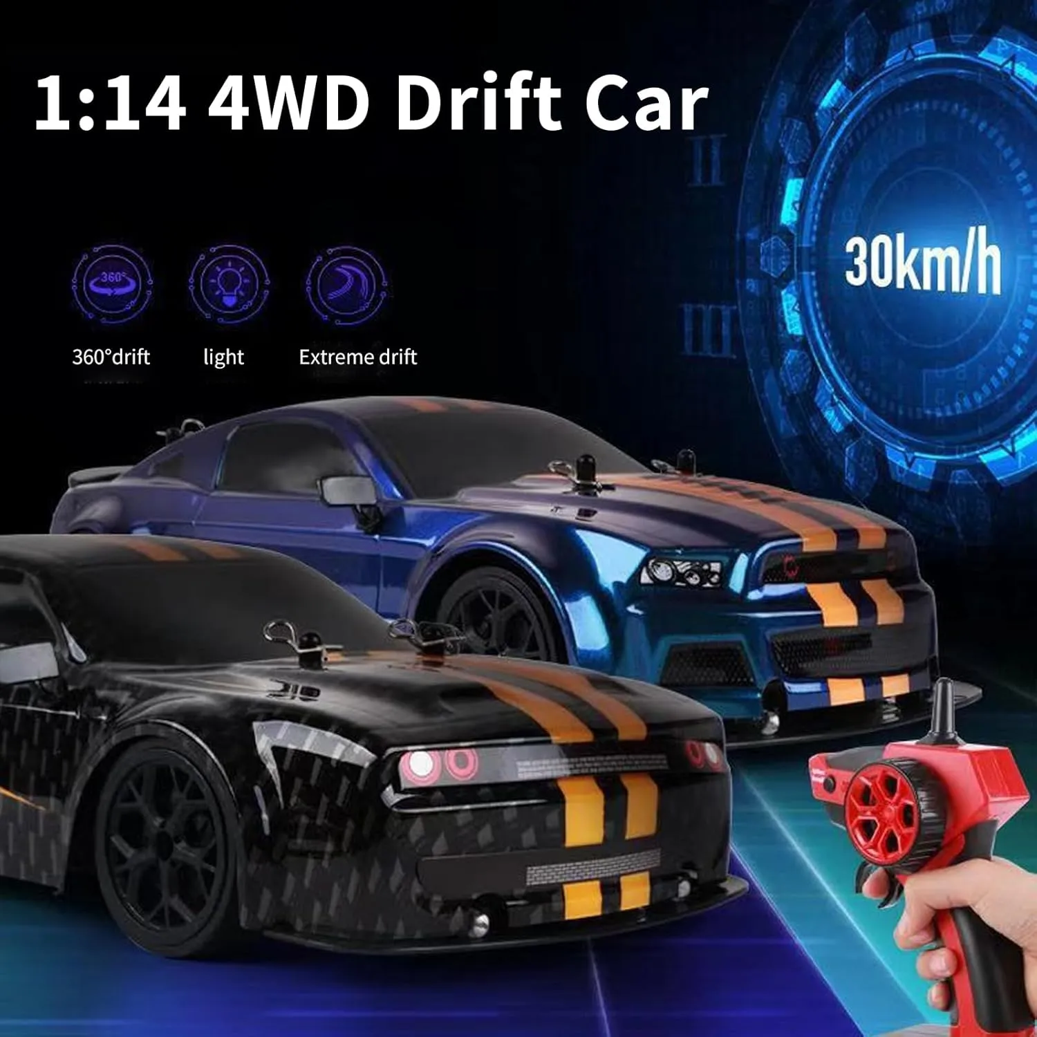 recent decree Scale Drifting Tires Racing Sport Toy, 2.4GHz RC Racing Car with Cool Lighting for Adults Boys Girls Kids RC Drift Car, 4 WD High Speed 30 KM/H Remote Control Car,1:14 