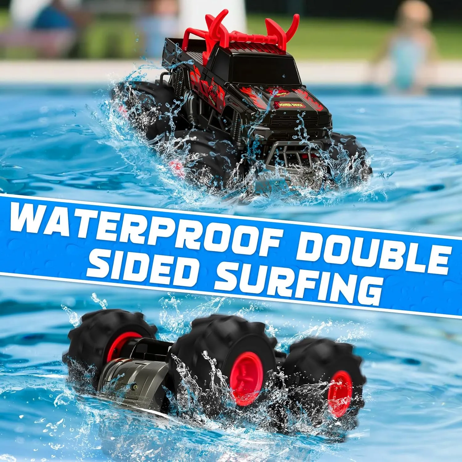 Rechargeable Batteries$ Off-Road Truck Gifts for 6 7 8 9 10 11 12 classical damage charismatic Year Old Boys Remote Control Monster Truck Toys$ 1:16 Amphibious Waterproof RC Car$ 2.4GHz 4WD All Terrain Toys with 2 