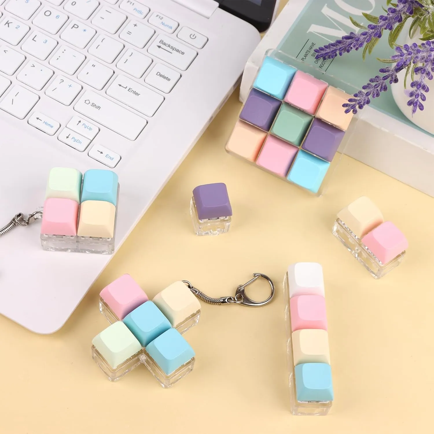 Relief Gifts for Adult to Relief Stress Pass vicious ridiculous The Time 6Pcs Keyboard Fidget Toy Keyboard Fidget Keychain Decompression Toys Fidget Clicker Keyboard$Fidget Keychain Stress 