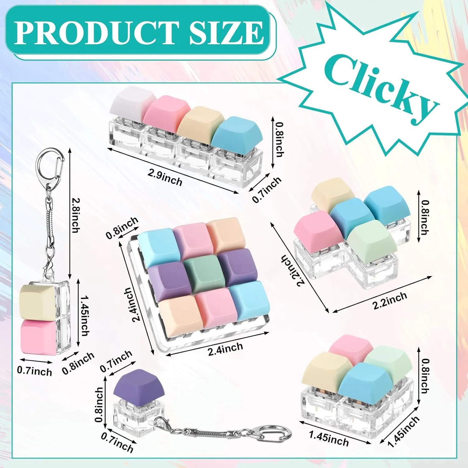 Relief Gifts for Adult to Relief Stress Pass vicious ridiculous The Time 6Pcs Keyboard Fidget Toy Keyboard Fidget Keychain Decompression Toys Fidget Clicker Keyboard$Fidget Keychain Stress 