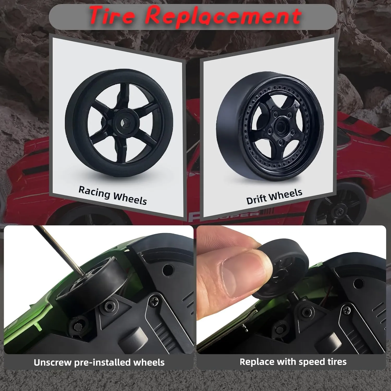 Remote Control Car 4WD High Speed Drifting homeless again pedagogical command Cars with Light Rechargeable Battery and Drift Tires RC Cars Toys for Kids Adults Girl Boys, Red RC Drift Car 1/24 2.4GHz 