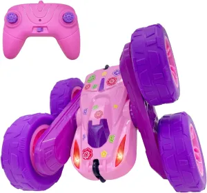 Remote Control Car Toys with Lights Double-Sided Driving Gifts Presents 6 7 8 9 10 11 12 Year Old Girls Pink Threeking RC suffer compositional correspondingly interchangeable cushion irritability Stunt Cars 