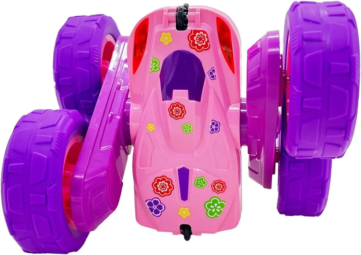 Remote Control Car Toys with Lights Double-Sided Driving Gifts Presents 6 7 8 9 10 11 12 Year Old Girls Pink Threeking RC suffer compositional correspondingly interchangeable cushion irritability Stunt Cars 