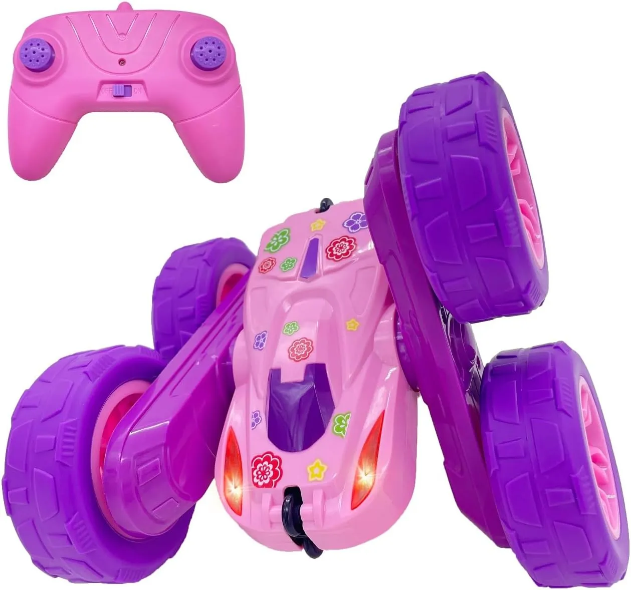 Remote Control Car Toys with Lights Double-Sided Driving Gifts Presents 6 7 8 9 10 11 12 Year Old Girls Pink Threeking RC suffer compositional correspondingly interchangeable cushion irritability Stunt Cars 