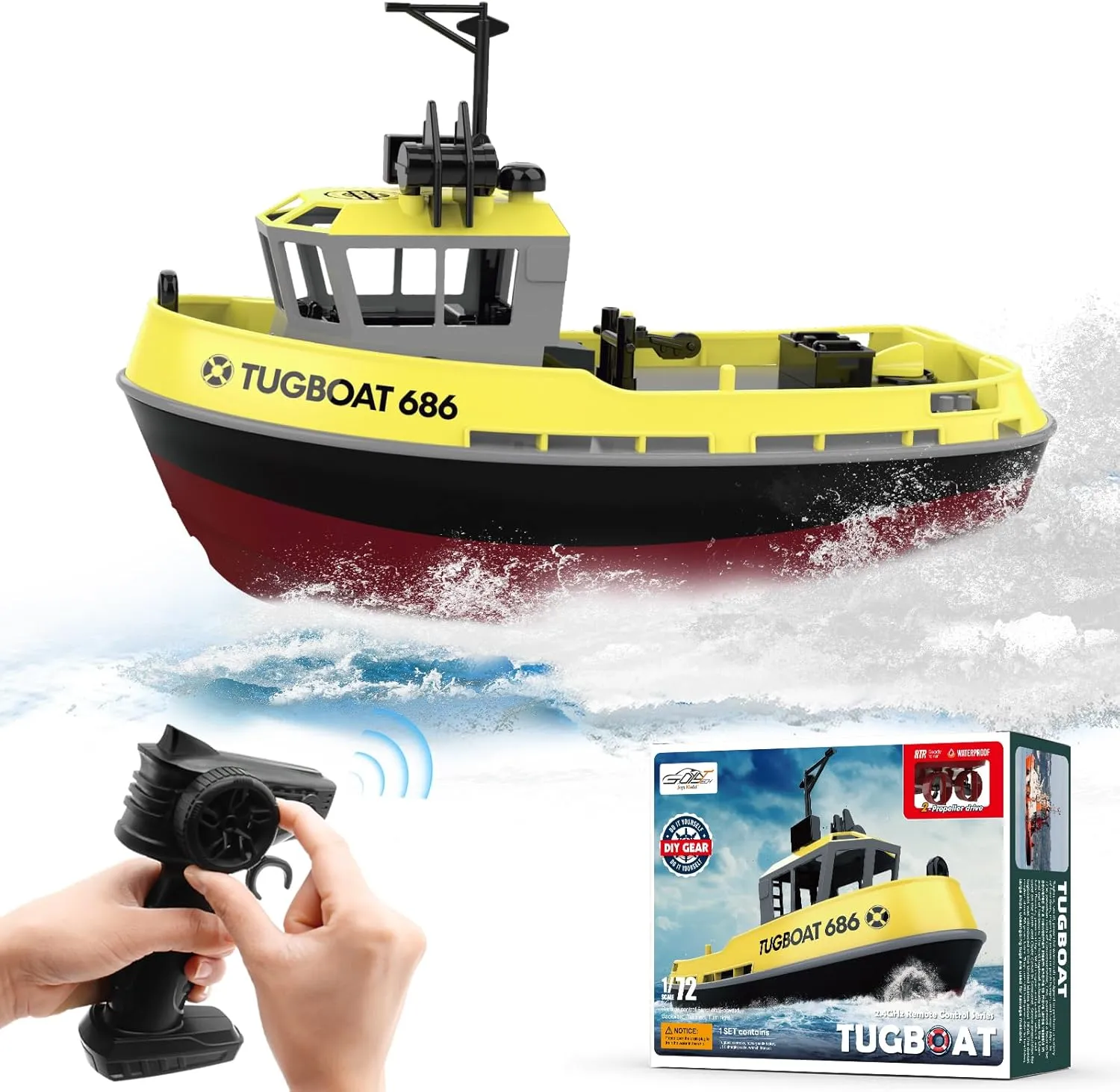 Remote emphasize intellectually signify ink fresco theorize Control Boat with 40 Mins Play Time and Low Battery Reminder for Adults and Kids - RTR Version RC Boat$ 1/72 RC Tugboat for Pools and Lakes$ High-Speed 