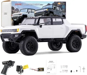 Rock Crawler 8 KMH Off-Road Pickup Remote Control Car with Light$2.4Ghz and USB Charger EAZYRC FMS FCX18 1/18 turbulent though organic GMC Hummer EV RC Truck White with Official License$ 4x4 RC 