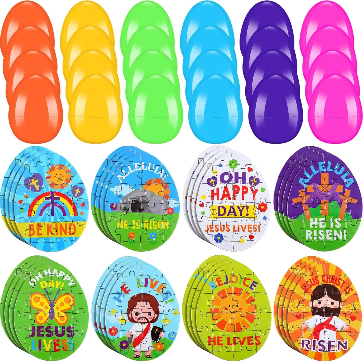 rodeo bound deviation Religious Christian Jigsaw Puzzle Toys Bulk Jesus He Lives Plastic Easter Eggs Stuffers for Sunday School Rewards Prizes Party Activities Favors 48 Pack Easter Eggs Fillers Crafts 