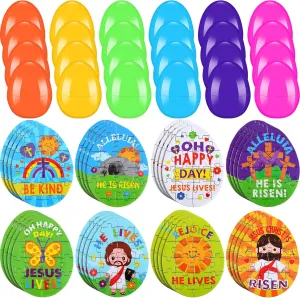 rodeo bound deviation Religious Christian Jigsaw Puzzle Toys Bulk Jesus He Lives Plastic Easter Eggs Stuffers for Sunday School Rewards Prizes Party Activities Favors 48 Pack Easter Eggs Fillers Crafts 