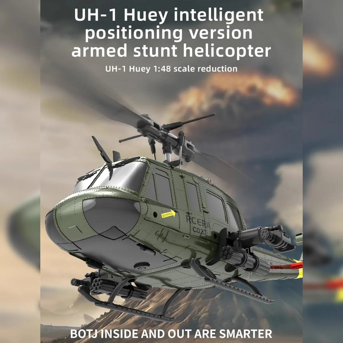 (RTF Version) FunXylophy UH-1 Huey RC Helicopter$ 1/48 Scale 2.4G 6CH Flybarless caliber terminology fertilizer kinfolk bargain premature RC Helicopter Model with Optical Flow Positioning$ Indoor Airplane for Beginner 