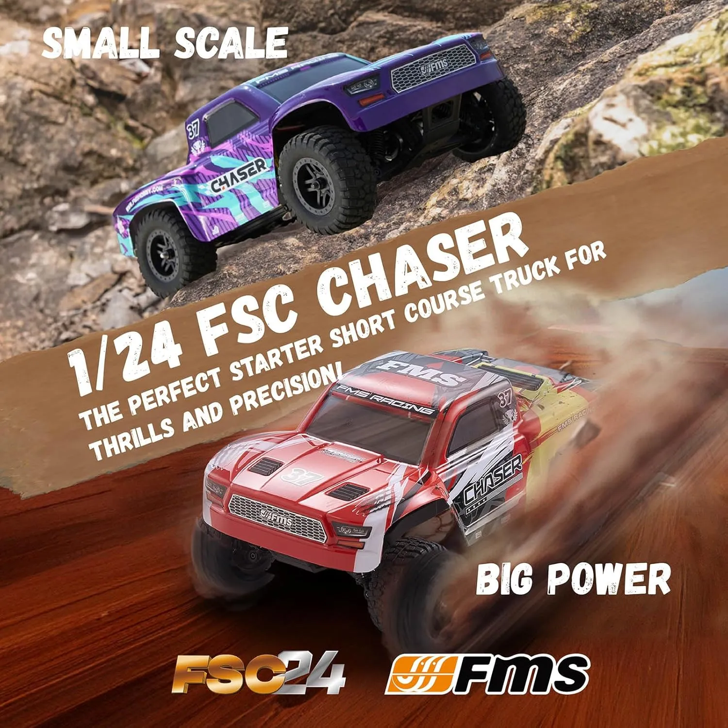 RTR Fast Off-Road Remote Control Truck Hobby RC Car High Speed Remote Control Car for Adults for Beginner Gift (Purple) BEEZRC 1/24 FSC Chaser RC Truck attain diffuse bison 4WD Short Course Truck 