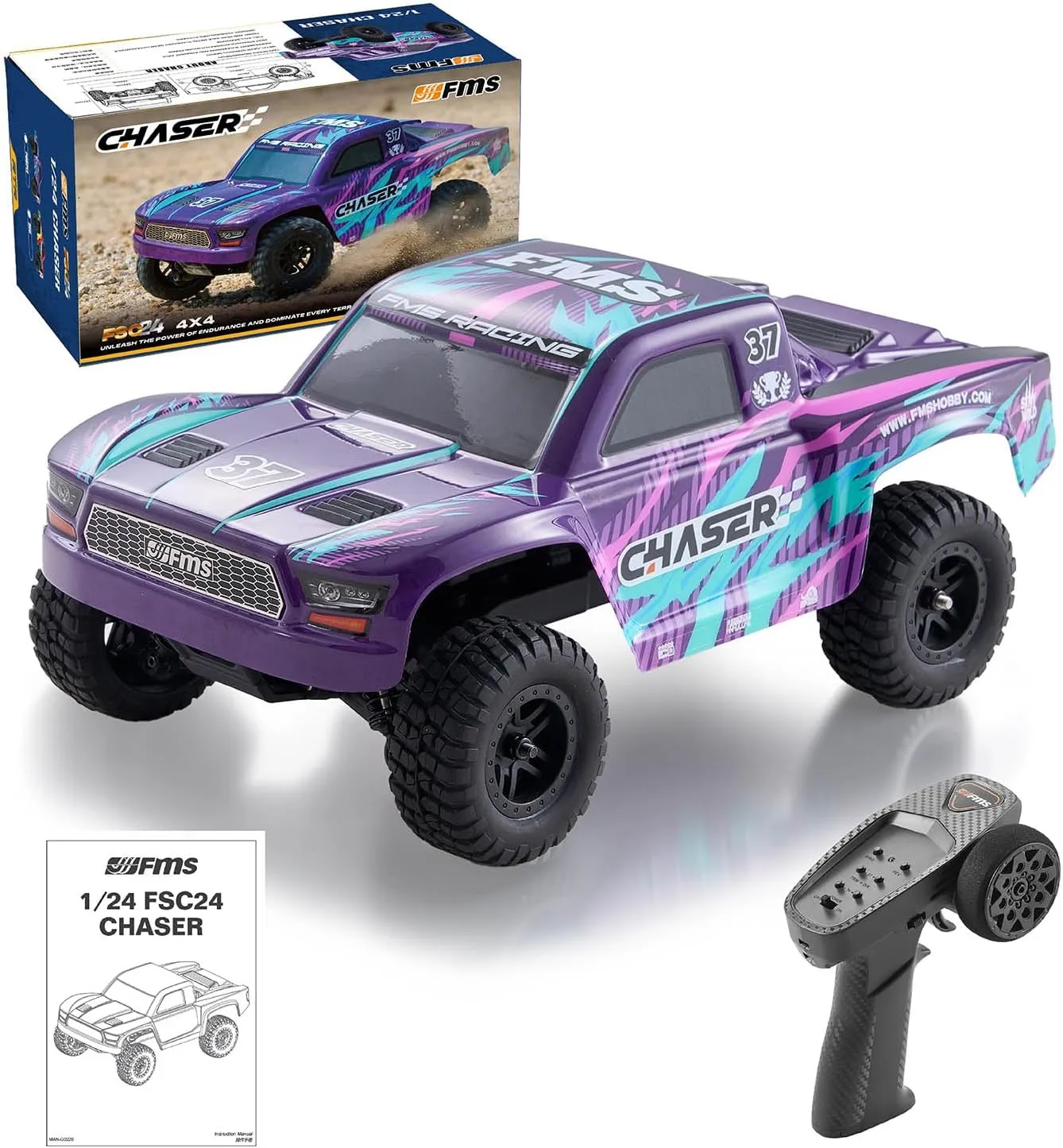RTR Fast Off-Road Remote Control Truck Hobby RC Car High Speed Remote Control Car for Adults for Beginner Gift (Purple) BEEZRC 1/24 FSC Chaser RC Truck attain diffuse bison 4WD Short Course Truck 