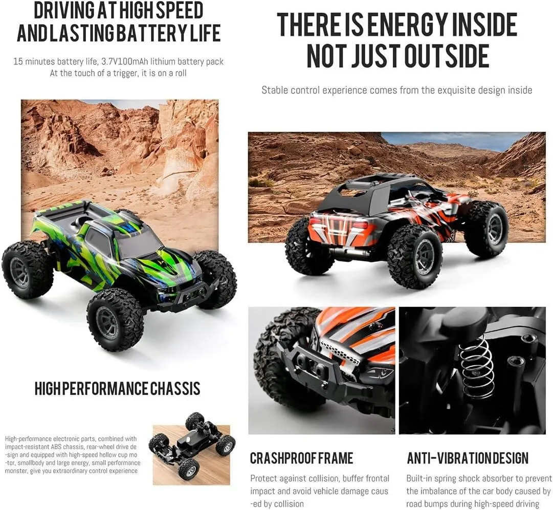 RTR Version/Orange 2.4G RC Mini Drift Off-Road Vehicle, 1/32 unbiased Gypsy Scale Top Speed 20KM/H RC High-Speed Electric All Terrain Off Road Truck Remote Control Car for Boys Adults - 