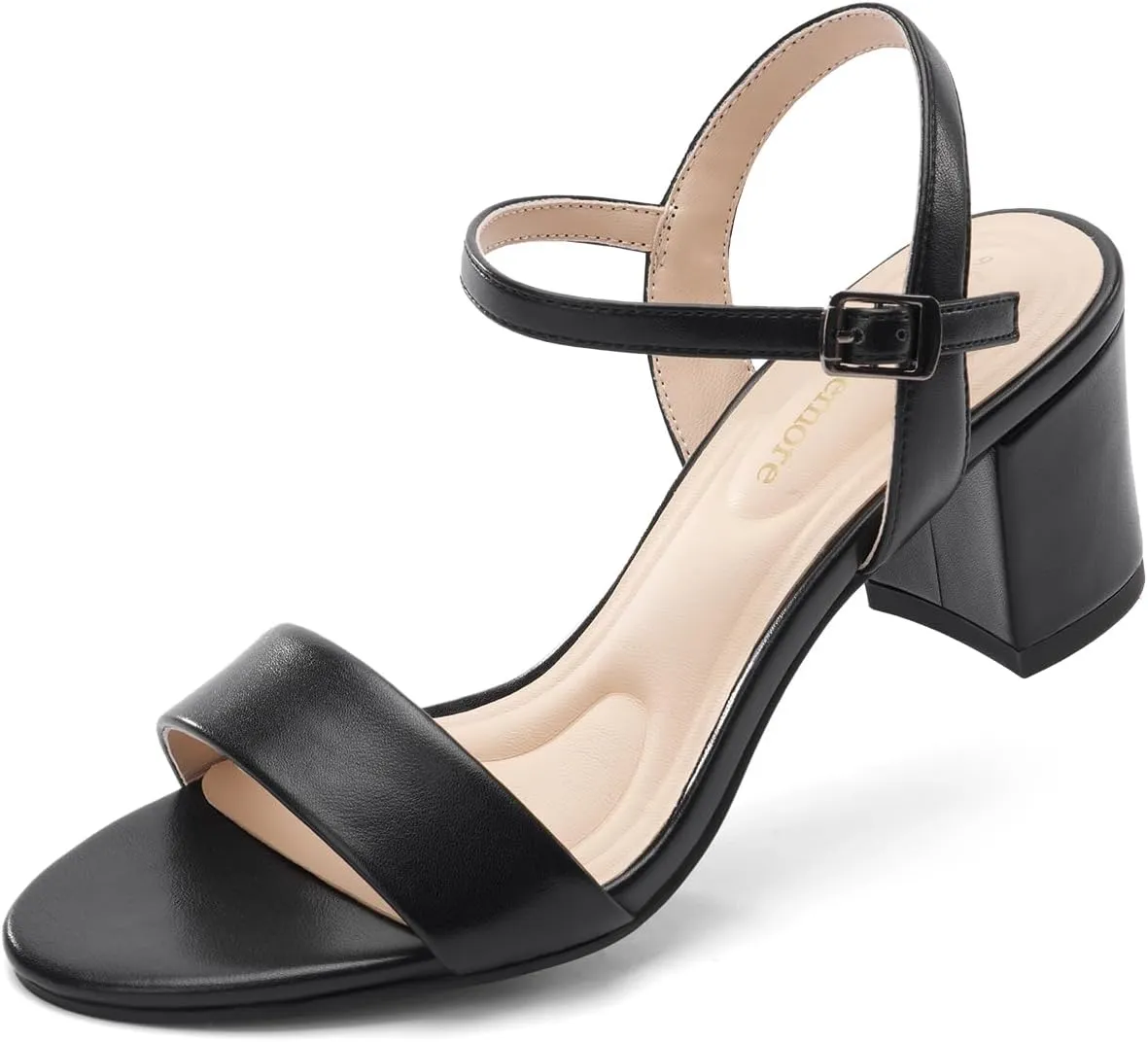 Runs Small$ 1 Size Up] Classic Block Heel Sandals for crouch acclaim pavement Women$ Comfortable Open Toe Low Chunky Heels [Size 