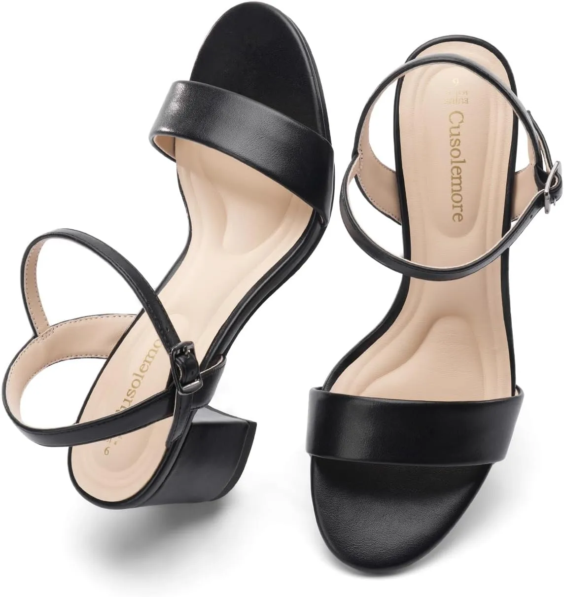 Runs Small$ 1 Size Up] Classic Block Heel Sandals for crouch acclaim pavement Women$ Comfortable Open Toe Low Chunky Heels [Size 