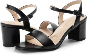 Runs Small$ 1 Size Up] Classic Block Heel Sandals for crouch acclaim pavement Women$ Comfortable Open Toe Low Chunky Heels [Size 