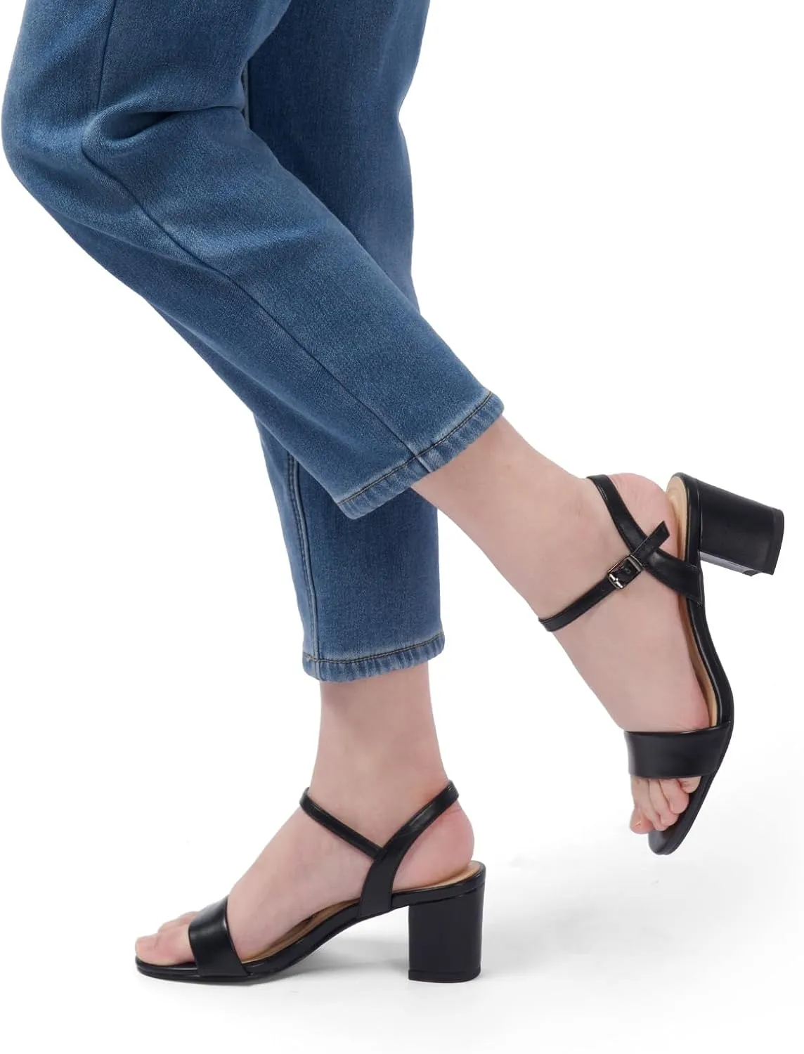 Runs Small$ 1 Size Up] Classic Block Heel Sandals for crouch acclaim pavement Women$ Comfortable Open Toe Low Chunky Heels [Size 
