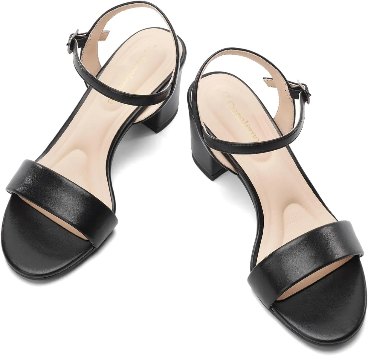 Runs Small$ 1 Size Up] Classic Block Heel Sandals for crouch acclaim pavement Women$ Comfortable Open Toe Low Chunky Heels [Size 