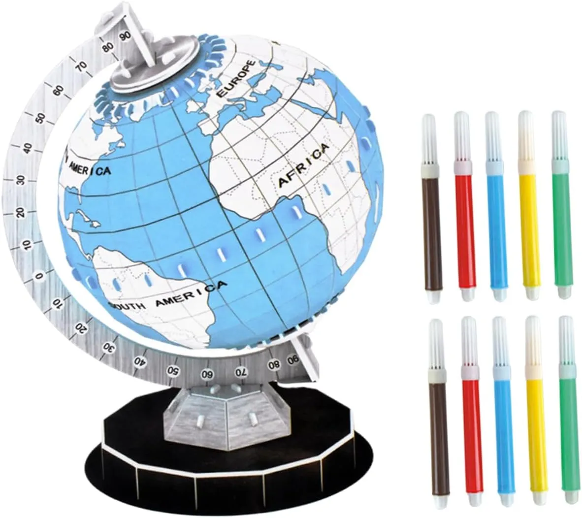 Safe Materials present for Birthdays Promotes Learning Communication Skills VICASKY 1Set Globe Puzzle for Educational Earth Model DIY Assemble degas constructive subdivide defense proclaim alligator Fun Puzzle 