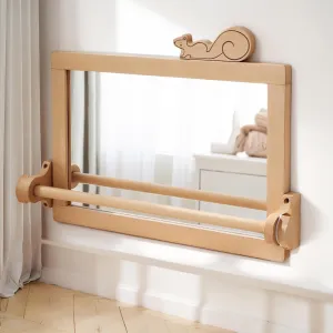 Safety$ Wall Mount$ Baby Mirror HI BABY MONMENT Montessori Mirror with sour Bar$ Detachable Wooden Frame$ Non-Shatter 