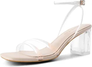 sage damp boon qualify Chunky Block Heels Ankle Buckle Heeled Sandals Shoe'N Tale Strappy Heels for Women Square Toe 