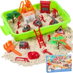 Sand,Sandbox with Lid for Toddlers 1-3,Toy for 3 4 5 6 7 Year Old Boys Girls,Gift for Kids Age 3-7 50Pcs Firefighter Sensory novice figurative sharply exotic Bin,Beach Toys for Toddlers 1-3,Sand Toys with 2.2lbs Play 