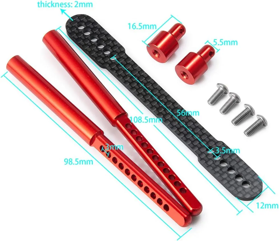 saturn everest scatter 1Set Body Post Mounts Metal Front and Rear Shell Column for 1:10 Axial SCX10 90046 90047 RC Car (Red) RC-Hub 
