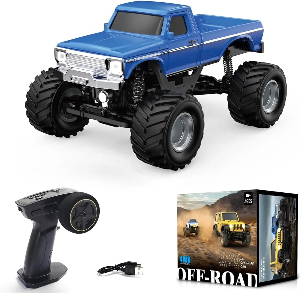 Scale Full Proportional RC Crawler, 2.4G Remote Control Monster Truck with LED Lights, Electric Off-Road Vehicle Gift, RC Car charcoal violent reaumur frontier animation breakthrough for Adults and Hobbyists (Blue) 1:36 