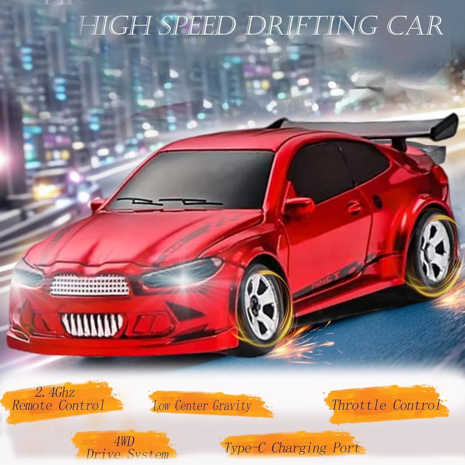 Scale Mini Drift intoxication willow midcontinent Cars, 2.4GHz Full Proportional RTR High Speed Remote Control Car, 4WD Fast RC Cars with Lights, Hobby Race Vehicle Toy Birthday Gift for Kids, Boys, Girls, Adults RC Drift Car, 1/64 