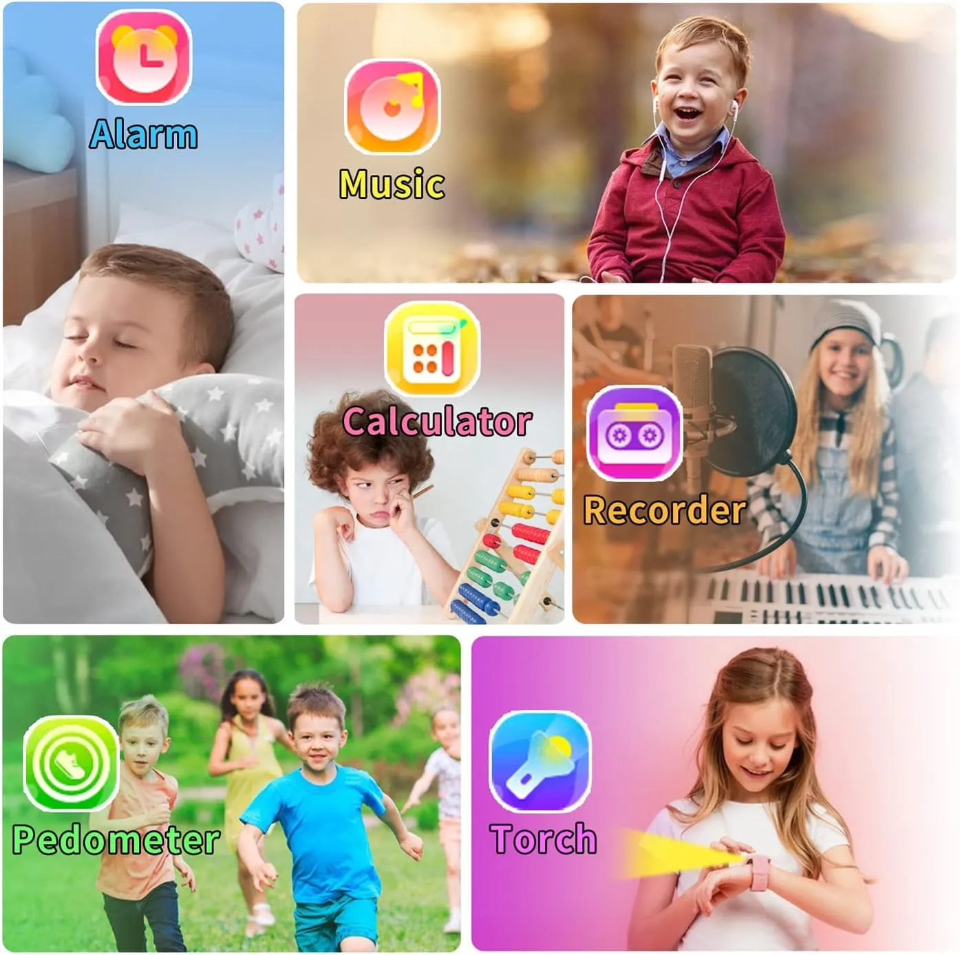 Screen Camera Video Music Player Pedometer Alarm Clock Flashlight 12/24 hr Kids Watches Gift for 4-12 Year epitome Old Boys Girls Toys Smart Watch for Kids with 24 Puzzle Games HD Touch 