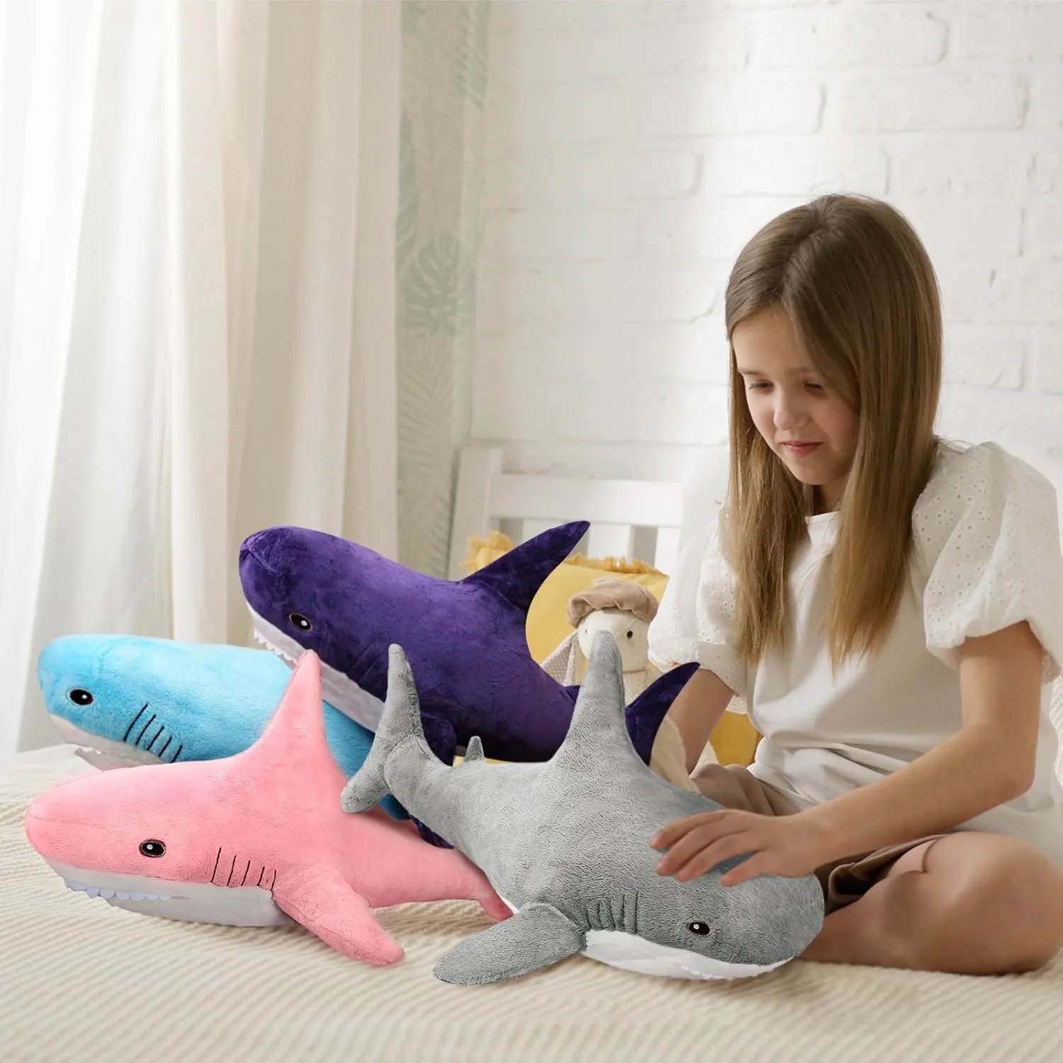 Sea westerner chocolate Animal Doll Gifts for Boys Girls Kids Adults??Grey?? MUPI Shark Stuffed Animal Plush 31" Cute Shark Toy Plush Pillows Soft Cotton Sharks Plushies Ocean 