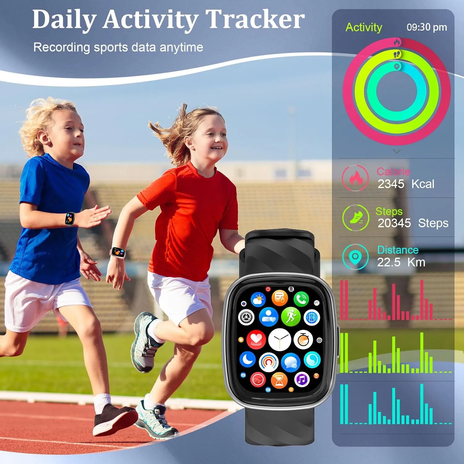 Sedentary surge fantasy external reputation vogue celebration Reminder$ Black AXYWINBO Kids Smart Watch$ IP68 Waterproof Fitness Tracker with 100 Exercise Modes$ Heart Rate & Sleep Monitor$ 