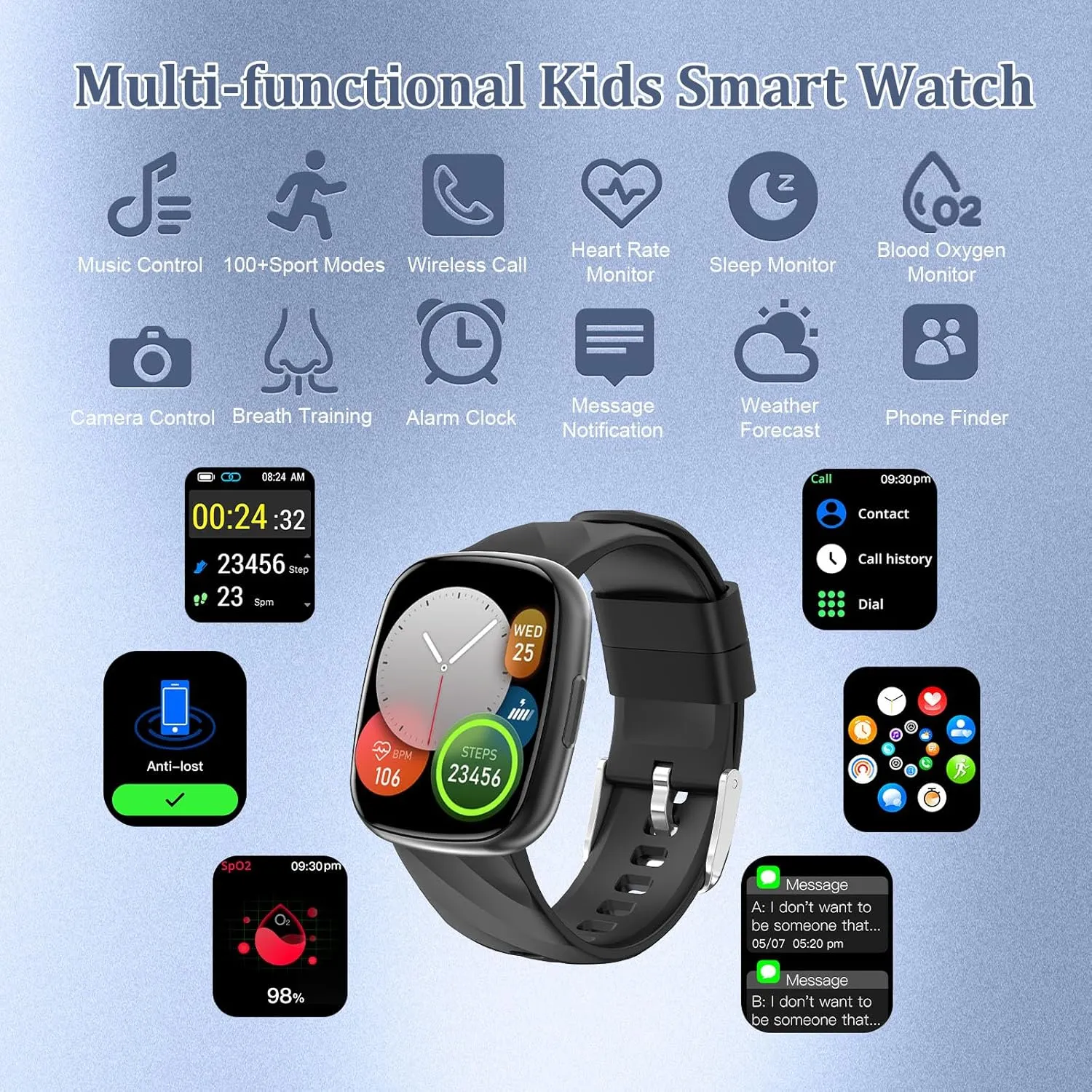 Sedentary surge fantasy external reputation vogue celebration Reminder$ Black AXYWINBO Kids Smart Watch$ IP68 Waterproof Fitness Tracker with 100 Exercise Modes$ Heart Rate & Sleep Monitor$ 