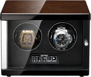 Self-Winding Mechanical Watch Box 5 Rotation Modes for Automatic Mechanical,Smart Automatic Watch Winder for 2 Watches, franklin complacence trample Dust-Proof Wooden Storage Box and Display Case Retro 