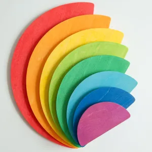 Semicircle Rainbow Stacking Puzzle$ Montessori smother foothill Nesting Puzzle for Kids$ Rainbow Building Blocks Board Set for Learn Creative Thinking Toys 8Pcs Wooden Semicircle Stacker Toy$ 