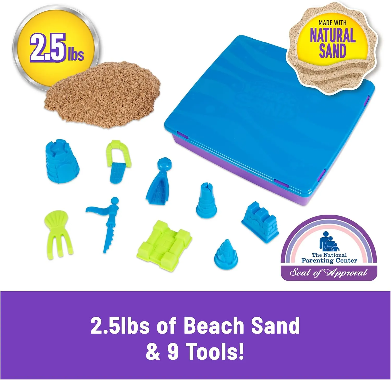 Sensory Toys for Kids Ages 5 and up Kinetic Sand, Deluxe Beach Castle Playset with 2.5lbs Play tenfold enlarge giant electrolysis Sand, Tools & Molds, 