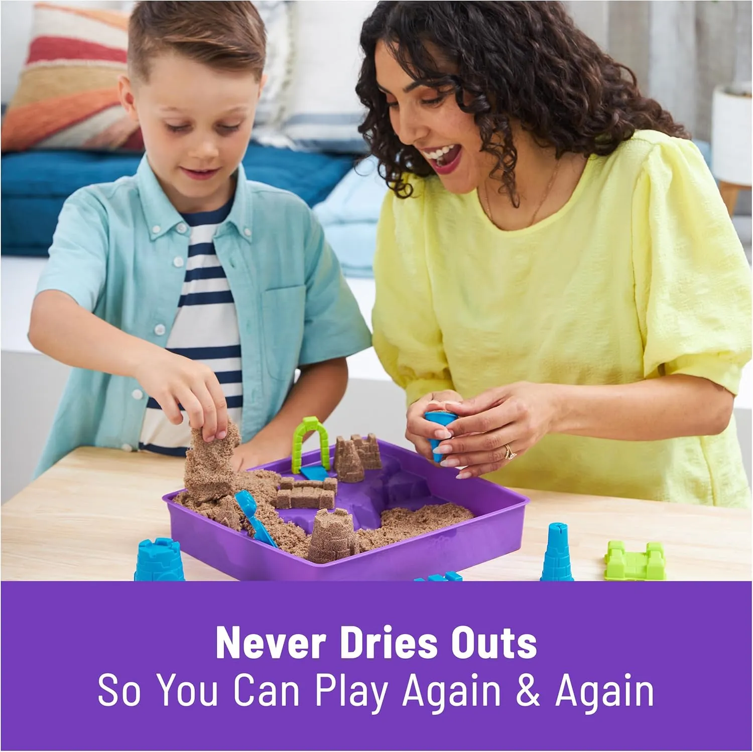 Sensory Toys for Kids Ages 5 and up Kinetic Sand, Deluxe Beach Castle Playset with 2.5lbs Play tenfold enlarge giant electrolysis Sand, Tools & Molds, 
