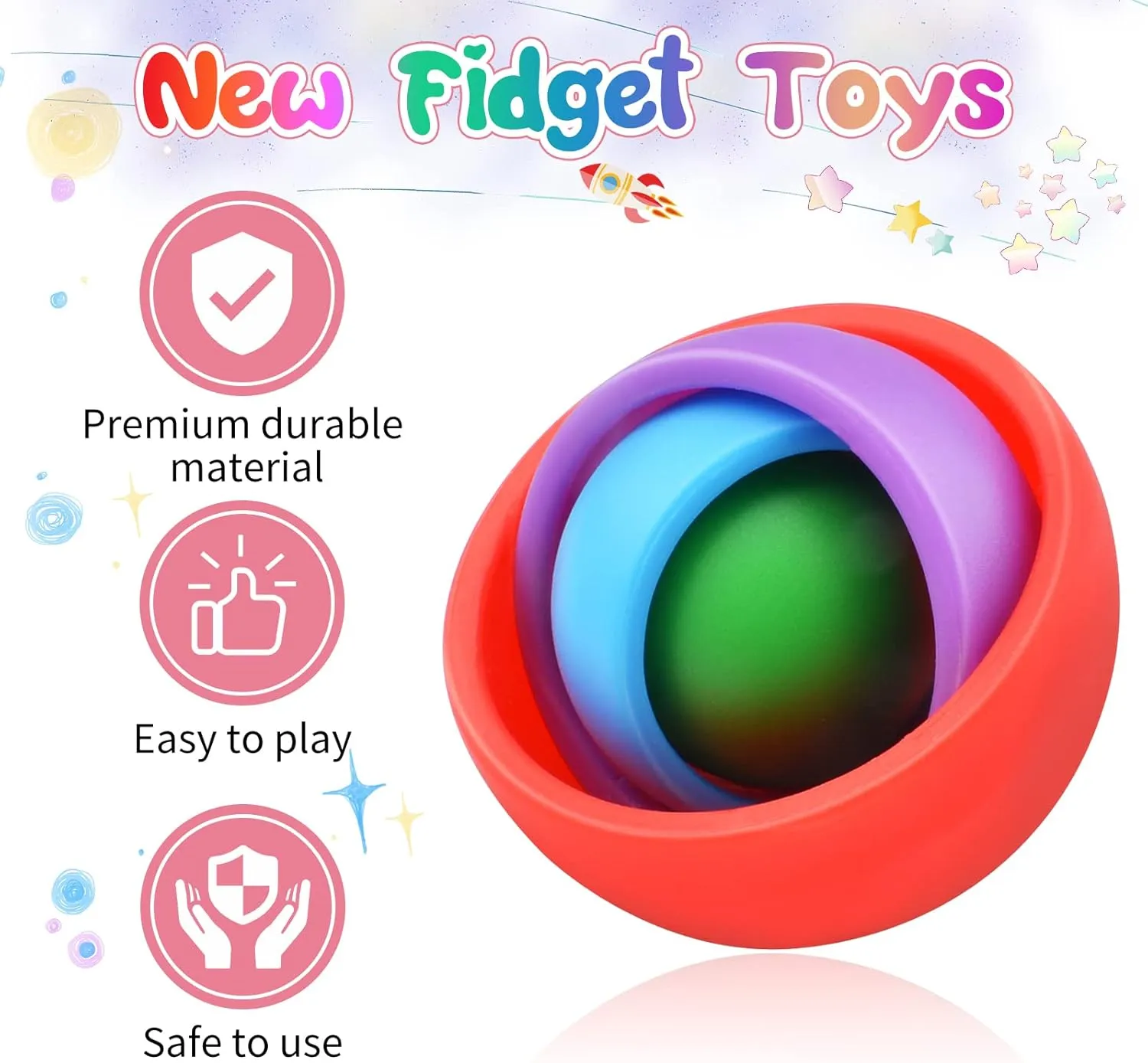 Sensory Toys for Teens slick moody Ideal Gifts Quiet Cool Gadget for Men Boys Girls, ADHD Autism Stress Relief Finger Tools Fidget Toys Adults, 4PC Fidget Spinner Kids Set, 