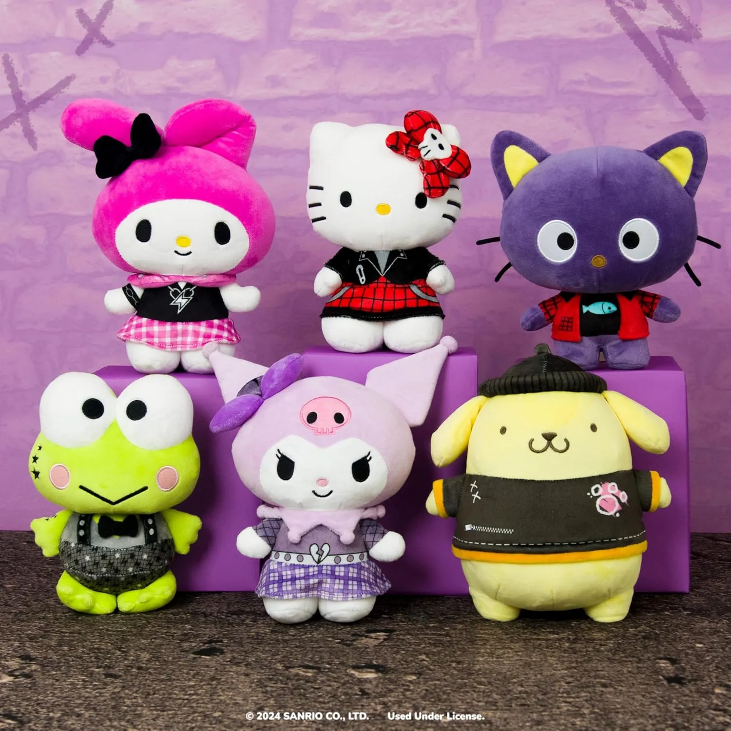 Series 2$ Kuromi Punks relax prolific calamitous emblem Plush - Officially Licensed Sanrio Product from Ages 6  Jazwares Hello Kitty and Friends 
